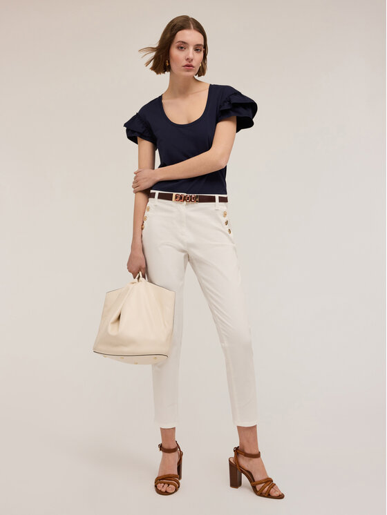 Motivi Motivi Pantaloni di tessuto P738Q003910N011 Bianco Regular Fit