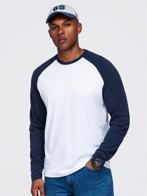 Ombre Ombre Longsleeve OM-LSCL-0141 Granatowy Regular Fit
