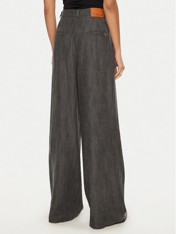 Please Please Spodnie materiałowe P3BLCXCC10 Szary Wide Leg
