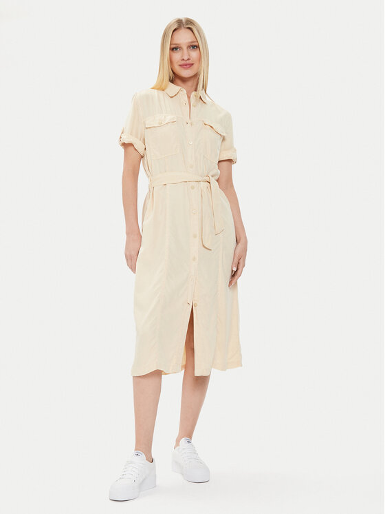 Pepe Jeans Pepe Jeans Rochie tip cămașă Evelinda PL953482 Bej Regular Fit