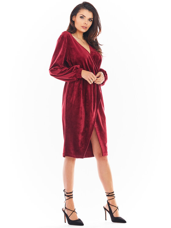 Awama Awama Vestito di maglia A406 Bordeaux Basic Fit