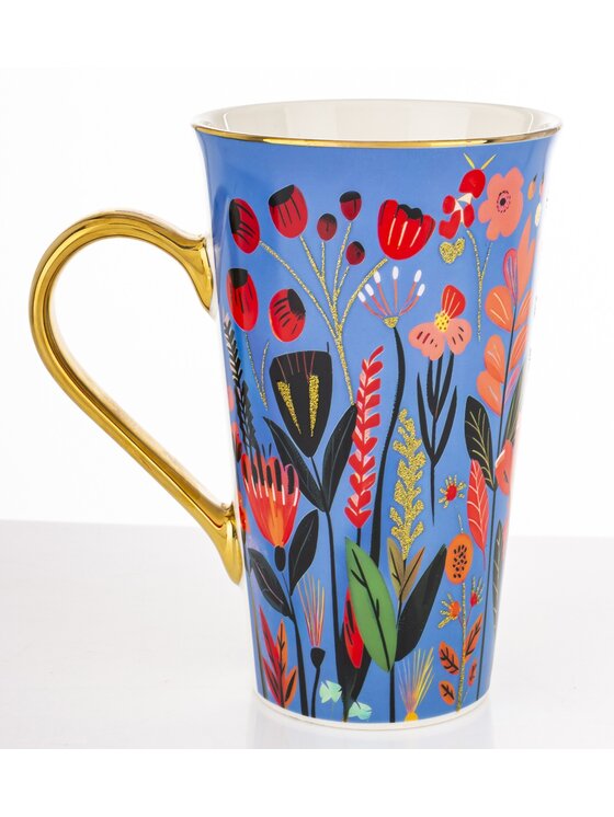 MIAhome MIAhome Kubek porcelanowy 700 ml BLUMEN 17x15x10 cm niebieski Niebieski