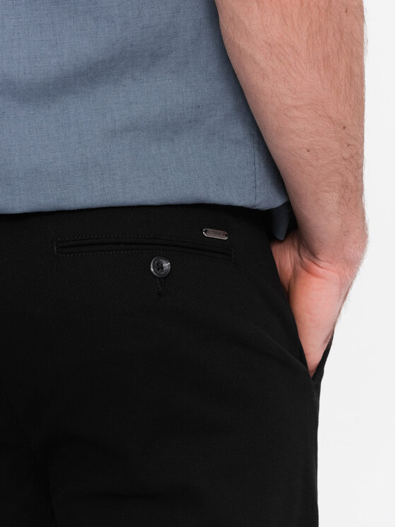 Ombre Ombre Chinosy OM-PACP-0186 Czarny Slim Fit