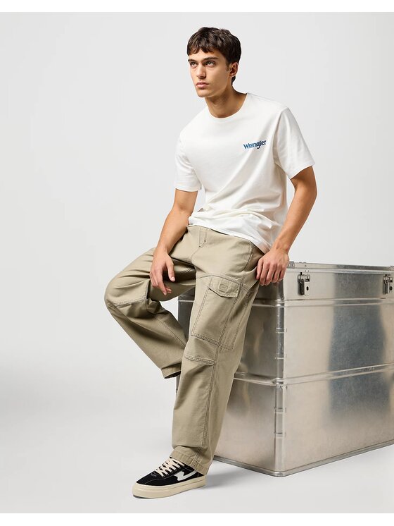 Wrangler Wrangler Spodnie materiałowe DRAWSTRING CARPENTER Brązowy Regular Fit