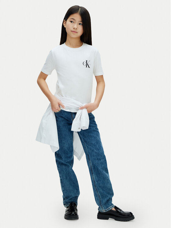 Calvin Klein Jeans Calvin Klein Jeans Póló Chest Monologo LV1CKSJA32 Fehér Regular Fit