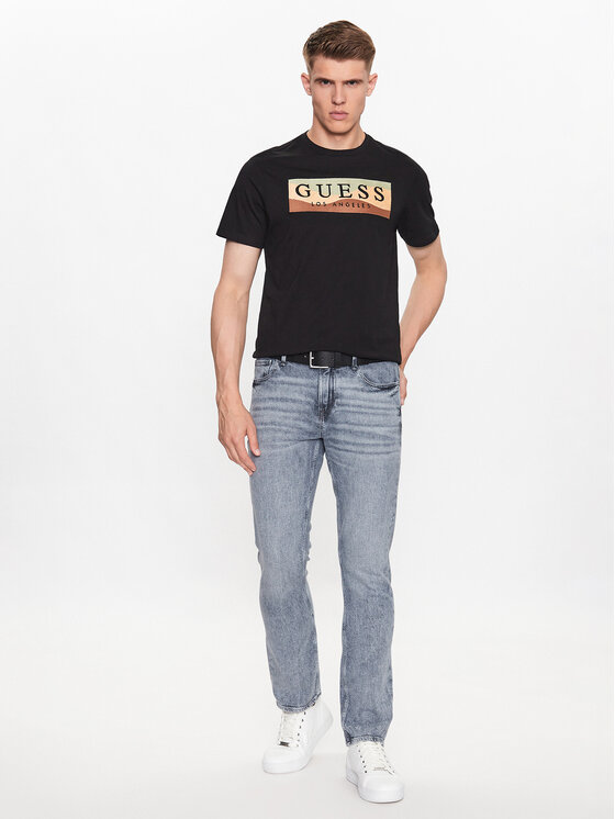 Guess Guess Tričko M3YI90 K9RM1 Čierna Slim Fit