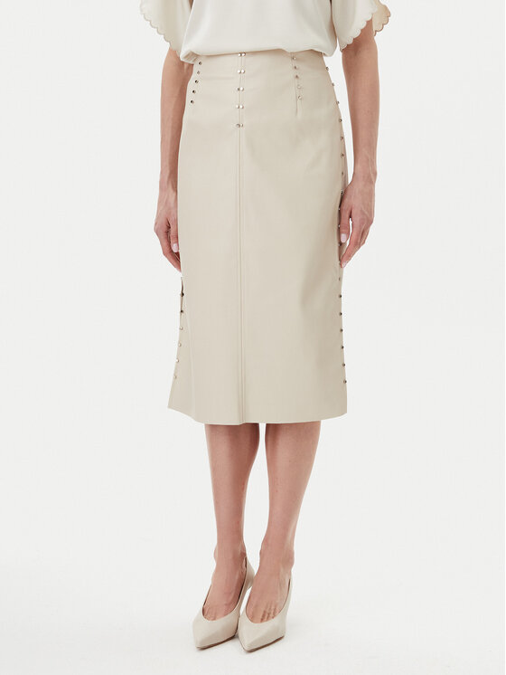 Bruuns Bazaar Bruuns Bazaar Sukně z imitace kůže Tuanelle BBW4392 Béžová Regular Fit