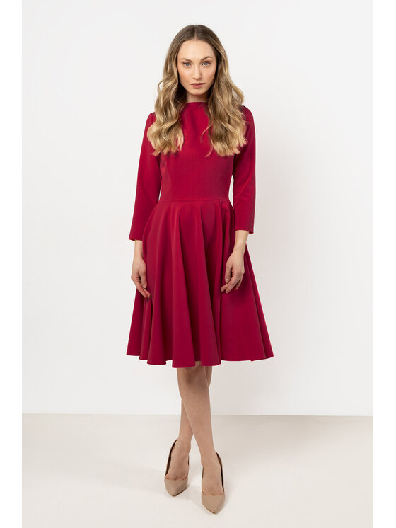 Awama Awama Sukienka koktajlowa A707 Bordowy Basic Fit