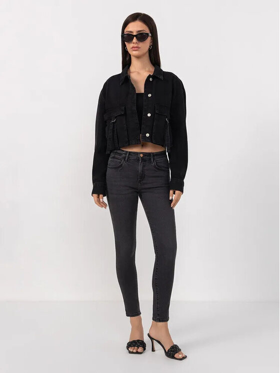 Wrangler Wrangler Spodnie materiałowe HIGH SKINNY Czarny Skinny Fit