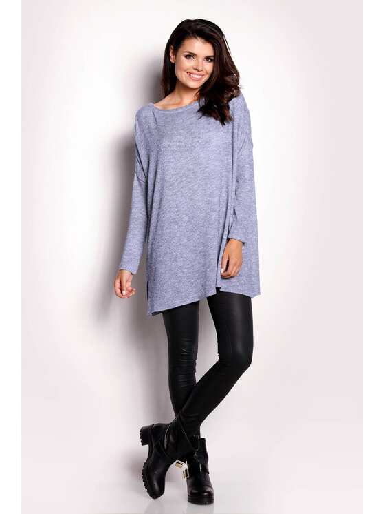 Awama Awama Sweter A154 Niebieski Basic Fit