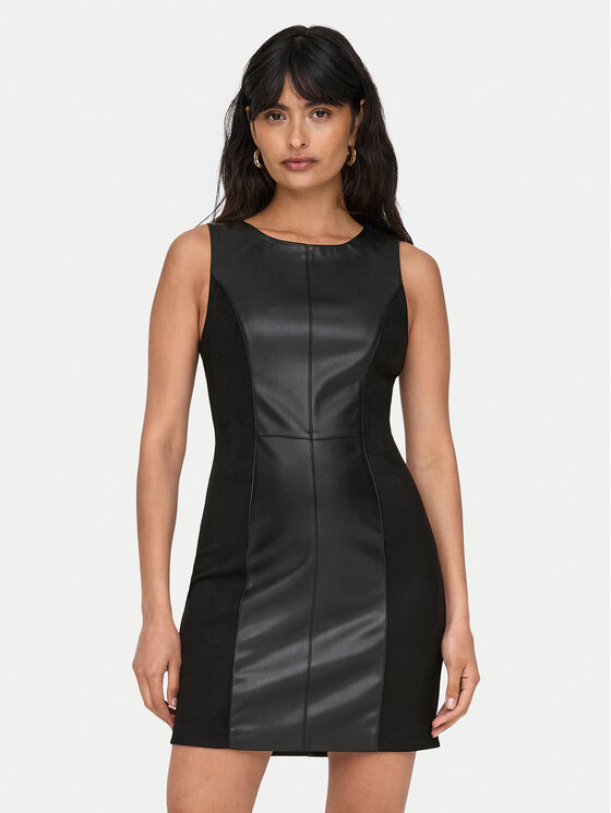 ONLY ONLY Bőr ruha Rafia 15330045 Fekete Slim Fit