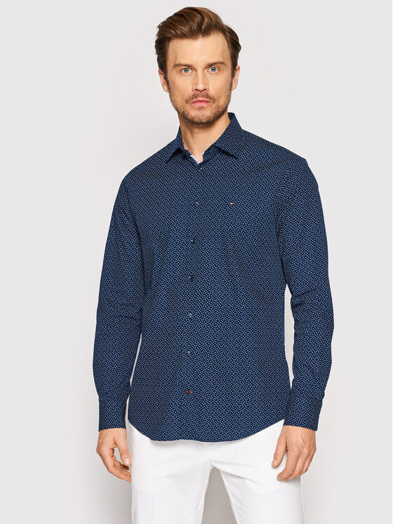 Tommy Hilfiger Tailored Marškiniai Print Rf MW0MW23260 Tamsiai mėlyna Regular Fit