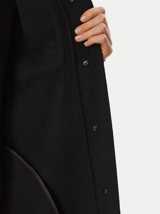 KARL LAGERFELD KARL LAGERFELD Płaszcz wełniany B4W15013 Czarny Regular Fit
