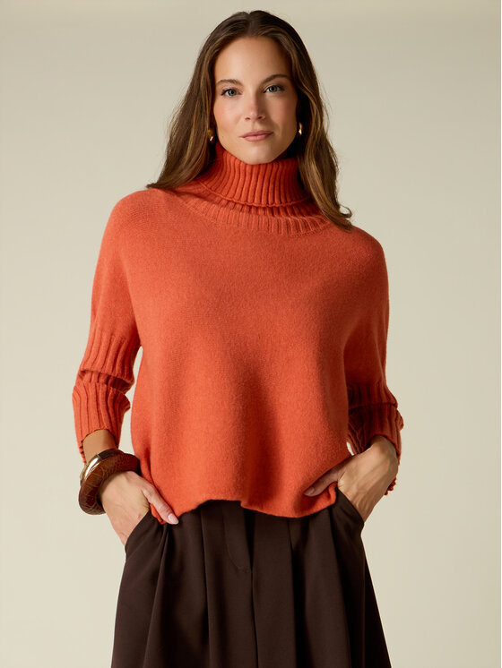 Oltre Oltre Sweter M155E002164N017 Pomarańczowy Boxy Fit