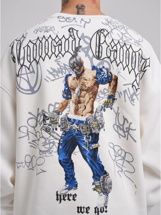 Machinist Machinist Bluza Bluza Bez Kaptura Oversize Męska Biała Machinist Nomad Gangs L Biały Oversize