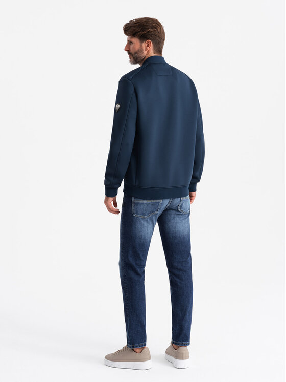 Ombre Ombre Kurtka bomber OM-JALP-0141 Granatowy Regular Fit