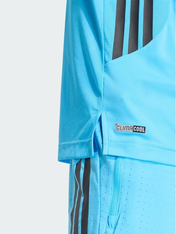 adidas adidas Koszulka techniczna TECH ESSENTIALS WORKOUT 3 STRIPES Niebieski jasny Regular Fit