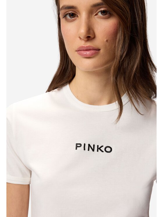 PINKO PINKO T-shirt Intenso t-shirt jersey ricamo logo a filo Bianco Slim Fit