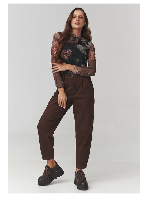 Makadamia Makadamia Bluzka C18 Brązowy A-Line Fit