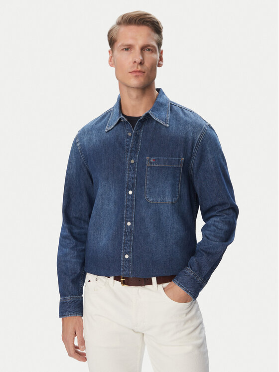 Tommy Jeans cămașă de blugi DM0DM23390 Albastru Regular Fit