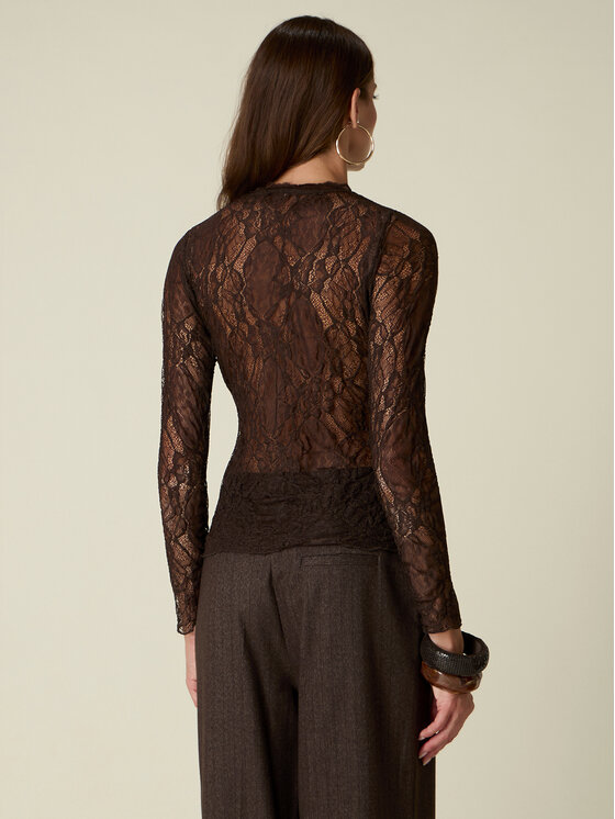 Oltre Oltre Bluzka G07LJ004925N032 Brązowy Regular Fit