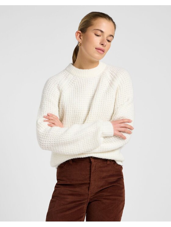 Lee Lee Sweter KNIT SWEATER Biały Regular Fit