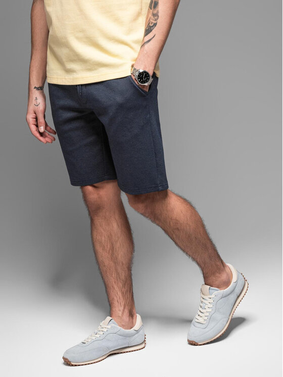 Ombre Ombre Szorty materiałowe OM-SRCS-0168 Granatowy Slim Fit