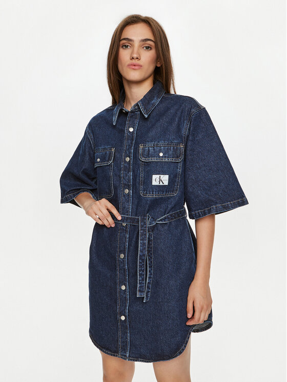 Calvin Klein Jeans Calvin Klein Jeans Дънкова рокля Utility J20J224748 Тъмносин Regular Fit