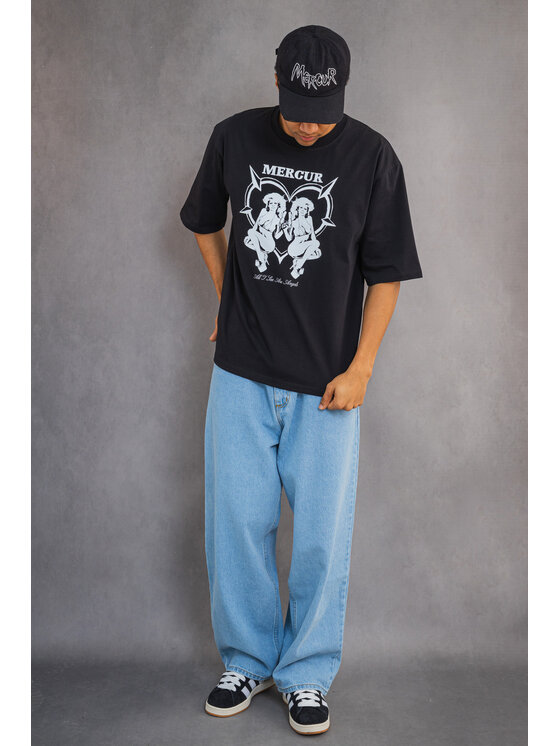 Mercur Mercur T-Shirt Angels Czarny Comfortable Fit