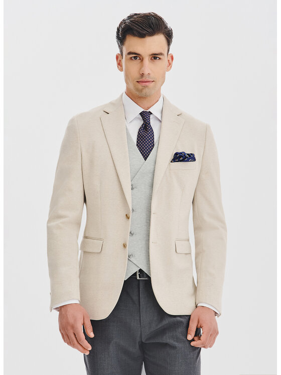 Pako Lorente Pako Lorente Marynarka P25WF-3X-005 Beżowy Slim Fit