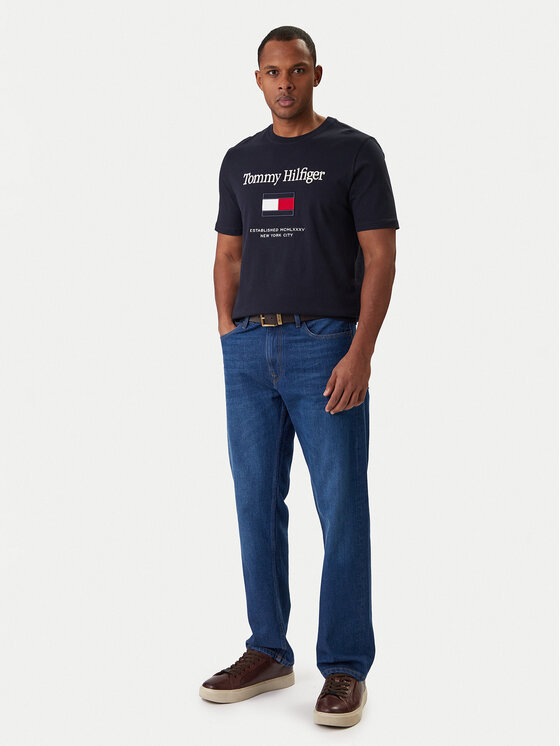 Tommy Hilfiger Tommy Hilfiger T-Shirt Embro Flag MW0MW42736 Granatowy Regular Fit