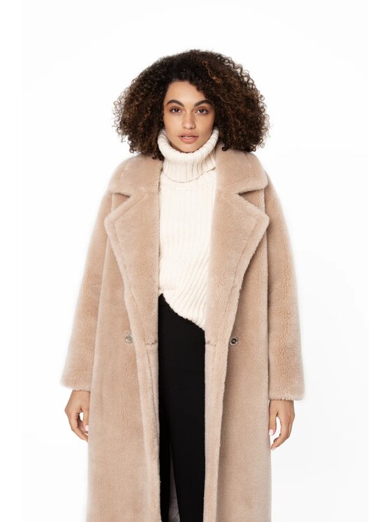 GIODORO GIODORO Μάλλινο παλτό S Μπεζ Straight Fit