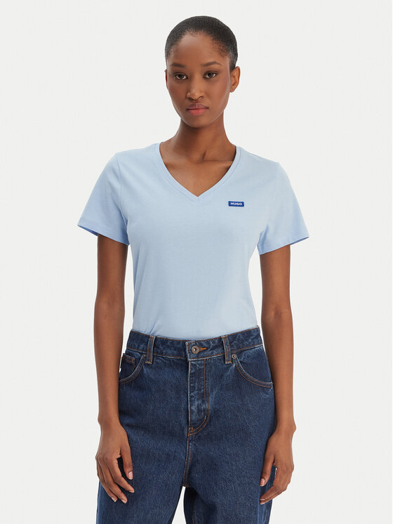 HUGO Tricou Classic 50513667 Albastru deschis Slim Fit