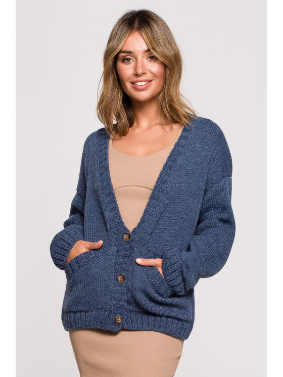BeWear BeWear Sweter BK074 Niebieski Comfortable Fit