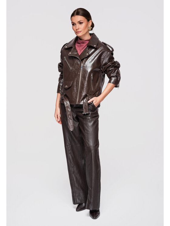 Ombre Ombre Kurtka przejściowa OW-JAFL-0111 Brązowy Oversize