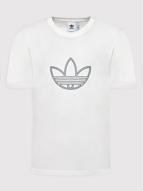 adidas T shirt Outline Logo HE4682 Bianco Regular Fit Modivo