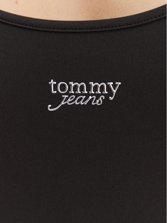 Tommy Jeans Tommy Jeans Rochie de zi Silver Script DW0DW22334 Negru Slim Fit