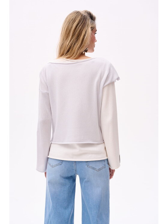 blue shadow blue shadow Sweter Two In One Szary Regular Fit