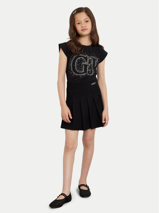 Guess Plisovaná sukňa J4YD02 KAUH0 Čierna Regular Fit