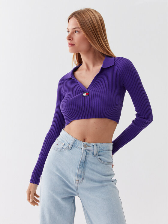 Tommy Jeans Tommy Jeans Pullover Badge DW0DW14950 Violett Slim Fit
