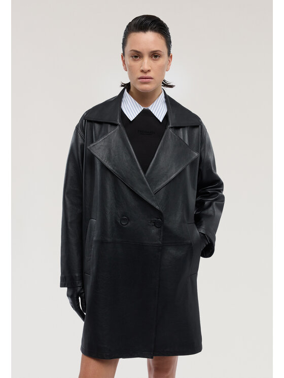 Trussardi Trussardi Kurtka skórzana R365A000734N033 Czarny Regular Fit