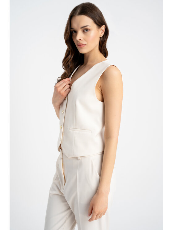 CLICK CLICK Γιλέκο 71-0055 Εκρού Regular Fit