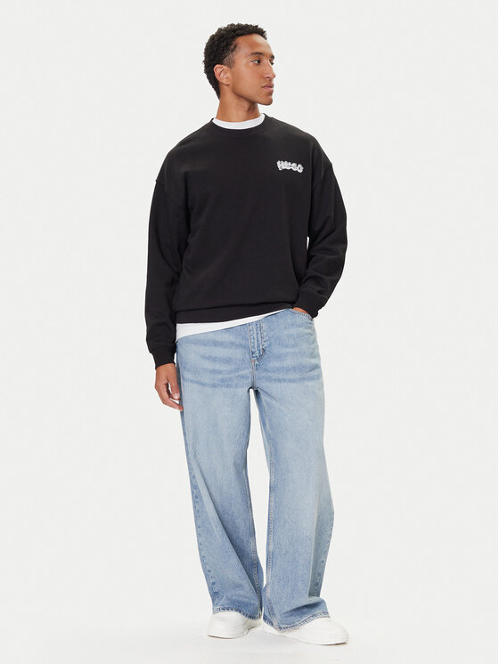 HUGO HUGO Pulóver Nyrocrew 50549778 Fekete Loose Fit