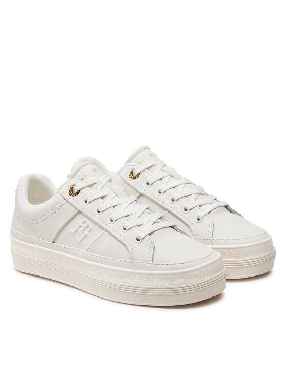 Tommy Hilfiger Tommy Hilfiger Laisvalaikio batai Essential Vulc Sneaker Monogram FW0FW07945 Écru