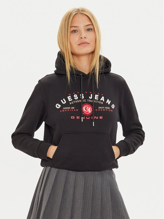 Guess Jeans Guess Jeans Pulóver W4BQ20 KC811 Fekete Regular Fit