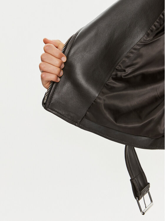 Weekend Max Mara Weekend Max Mara Giacca di pelle Saletta 2425446041 Nero Standard Fit