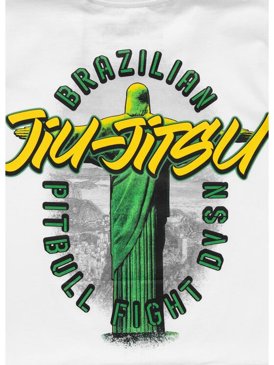 PITBULL PITBULL T-Shirt BJJ FIGHT DVSN Biały Regular Fit