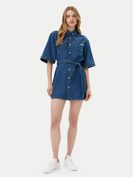 Calvin Klein Jeans Calvin Klein Jeans Sukienka jeansowa J20J225169 Niebieski Boxy Fit