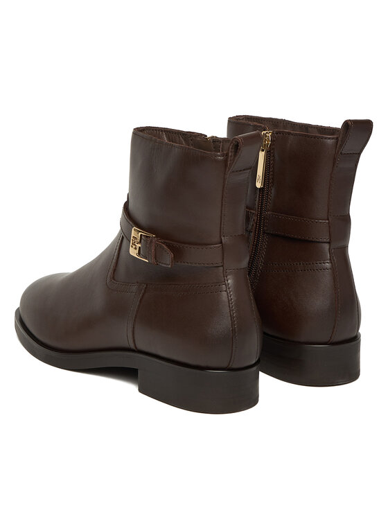 Tommy Hilfiger Tommy Hilfiger Īsie zābaki Th Buckle Riding Leather Bootie FW0FW08781 Brūns
