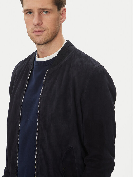 Serge Pariente Serge Pariente Ādas jaka M888 Tumši zils Regular Fit